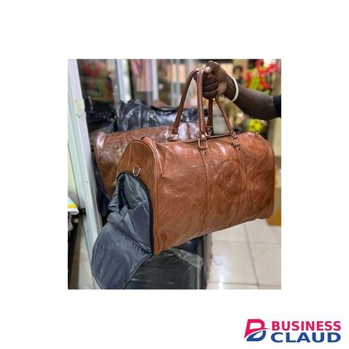 Large Capacity Leather Travel Bags With Shoe Compartment And Adjustable Shoulder Strap