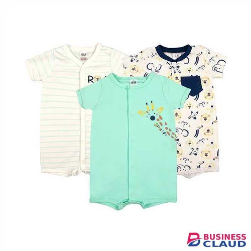 3PCs Newborn Cotton Short-sleeve Baby Boy Onesies/Bodysuit/sleepsuit-Romper Short+FREE PAIR SOCKS