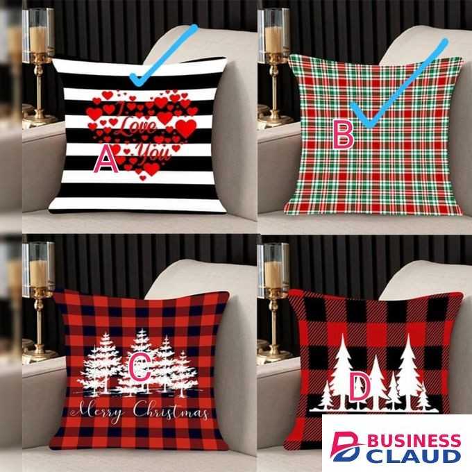 Assorted Holiday Collection Plaid, Tree, and Snowflake Sofa Pillowcases