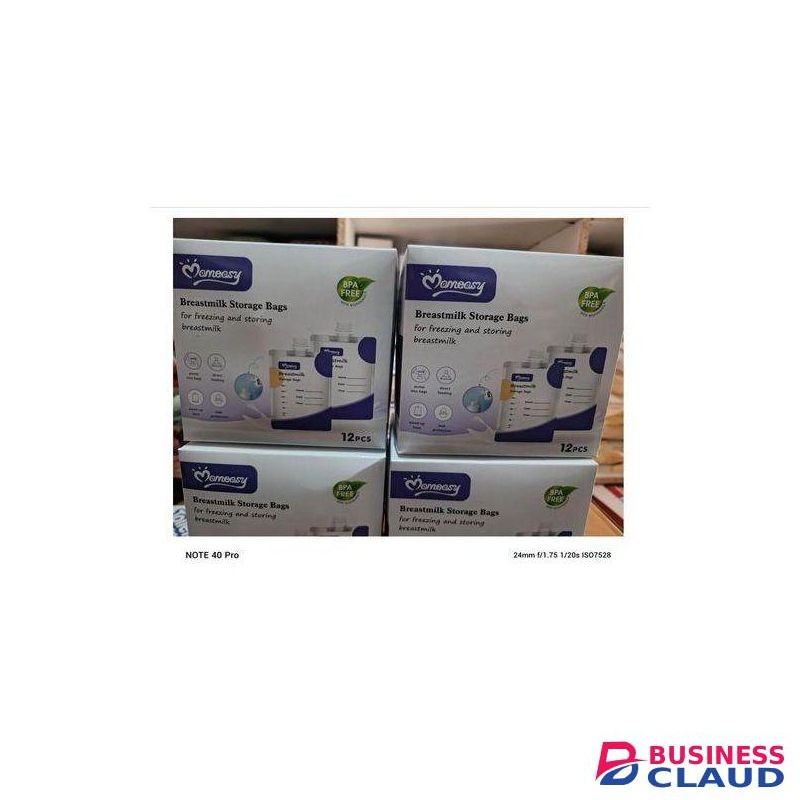 Mom Easy Breast Milk Storage Bags 12 Pcs (180ml)-With Breast Pump Adapter
