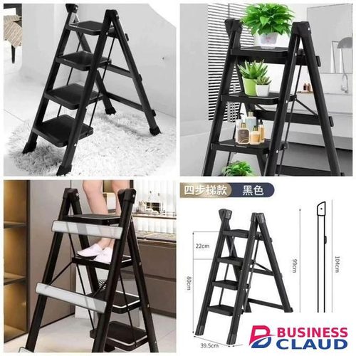 4 Steps Household Folding Ladder with Exceptional Durability and Strength