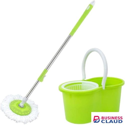 Spin Floor Cleaning Mop Set with 2 Microfiber Refills, Easy Wheels, Big Bucket & Wringer for Home, Household Cleaner Accessories
