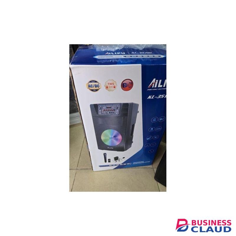 AILIPU (NEW) 15-Inch Rechargeable Speaker with LED Display & Dual Wireless Microphones – 80000W KL-3510D