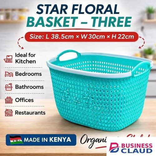 Star 1P Floral Storage Basket – Large (38.5 × 30 × 22 cm) durable and stylish basket designed for convenient storage and organization in your home. perfect for storing fruits, vegetables, groceries, or other household items