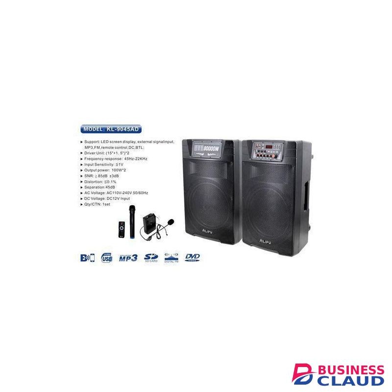 AILIPU KL-9045AD 2.0 PA speaker box 80000W 2*15inch speaker Outdoor Professional Speaker with Bluetooth,FM Radio,2*Free Wireless Microphone,remote