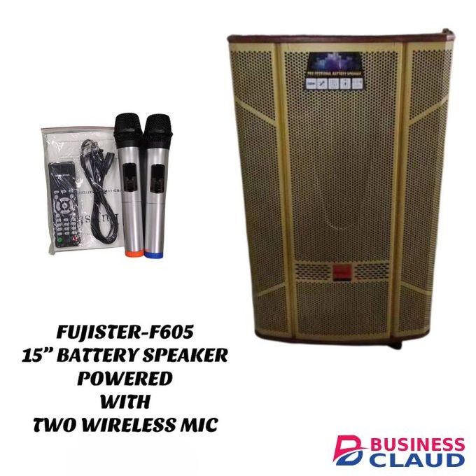 Premier 15 INCH BATTERY SPEAKER POWERED WITH TWO WIRELESS MICROPHONE