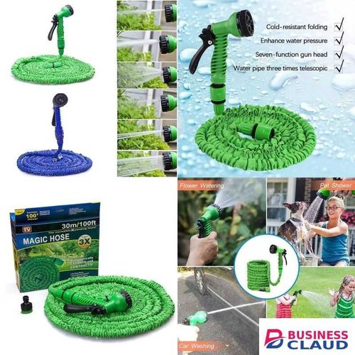 Magic Expandable Hosepipe with spray and tap connector Green 30m/100ft