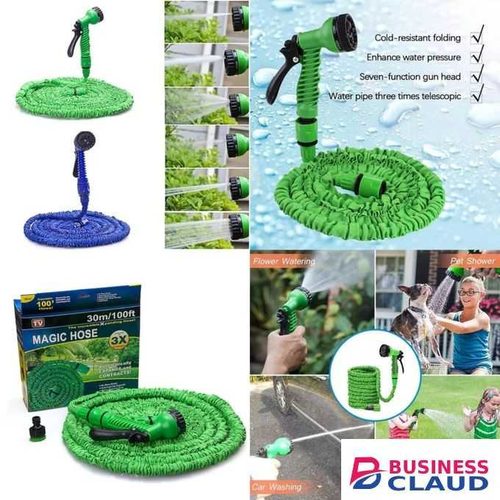 Magic Expandable Hosepipe with spray and tap connector Green 60m/200ft