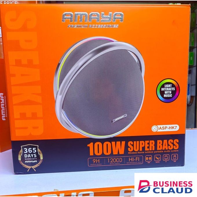 Amaya Wireless Portable Speaker with 100W Super Bass and LED Light Sync – 12000mAh
