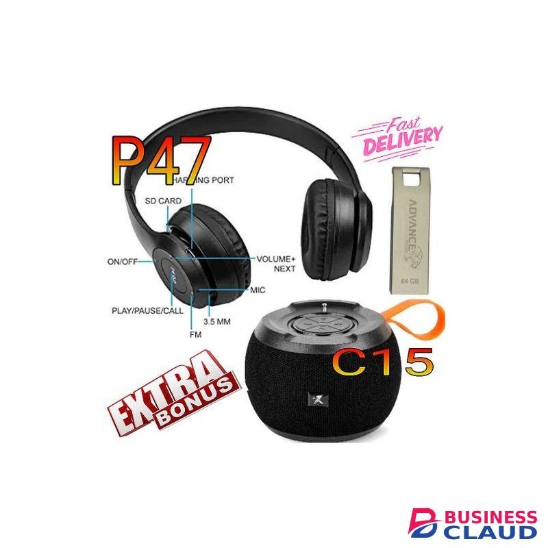 C15 Rechargeable Superbass Loud Bluetooth Speaker +Free High USB Flash Drive 64GB, P47 BT