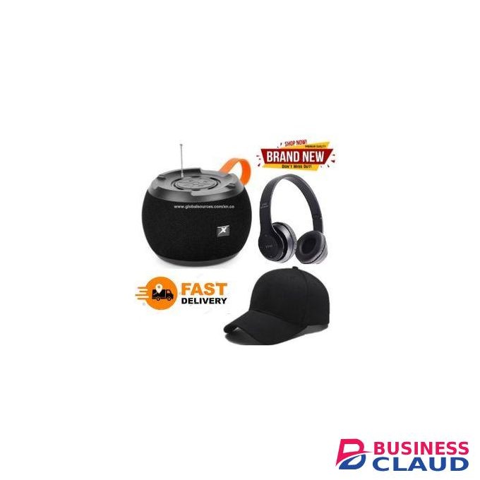 C15 BLUETOOTH SPEAKER YA BIASHARA – INAVUTIA WATEJA KWA SAUTI KUBWA – SUPERBASS, USB/TF/AUX – PERFECT FOR DISPLAY SHOPS & EVENTS + CAP + HEADPHONES