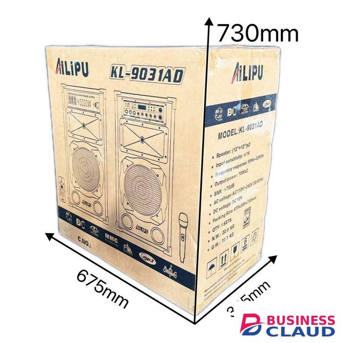 AILIPU KL-9031AD 2.0 PA speaker box 40000W 2*12inch speaker Outdoor Professional Speaker with Wireless Microphone - Black (1YR WRTY)