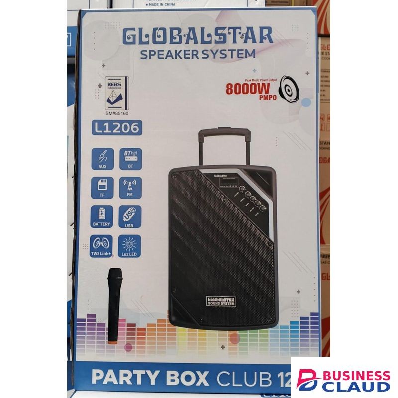Global Star 12" Inches Portable Party Box Club/ Trolley Speaker