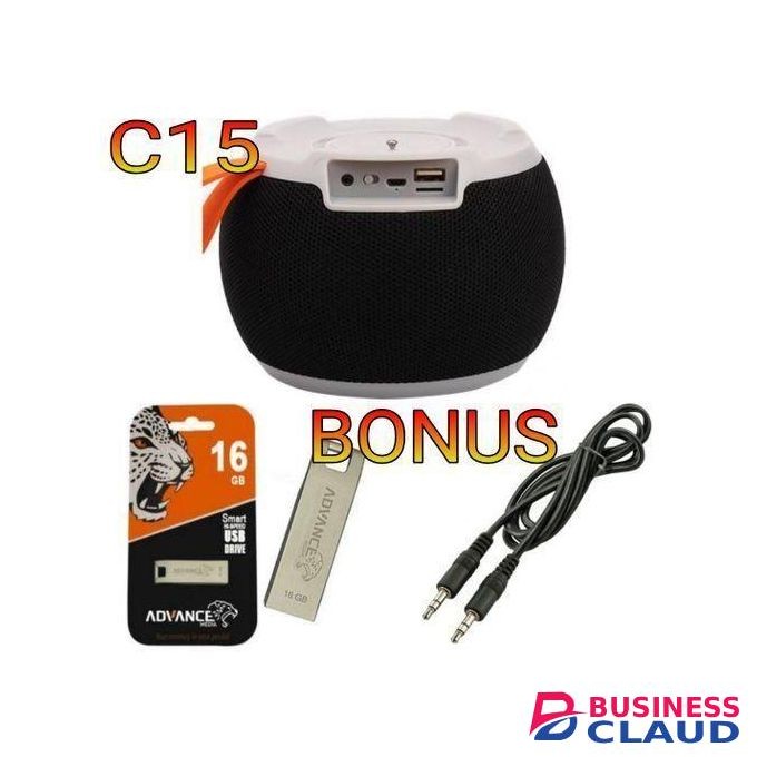 C15 BestPortable Super Bass BT Speaker + BONUS USB Flash Drive //Disk 16GB ,Audio Cable