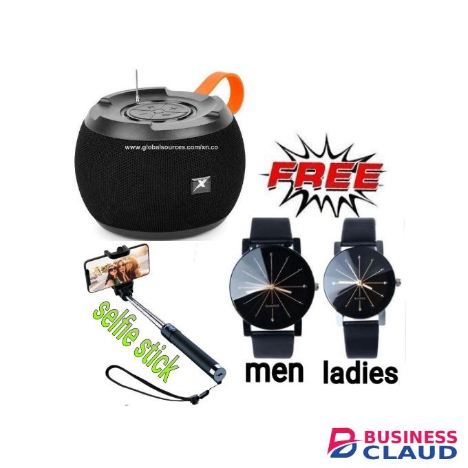 C15 Portable Superbass Bluetooth/Aux/USB Speaker + Free Selfie Stick & 2 Lovers Watches