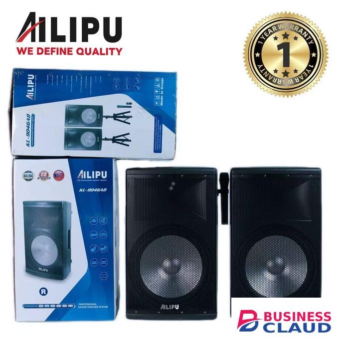 AILIPU KL-9046AD 2.0 PA speaker box 2*15inch speaker Outdoor Professional Speaker with Free Wireless Microphone - Black (1YR WRTY)
