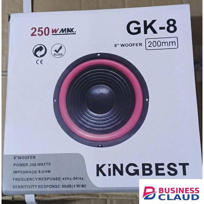 KINGBEST 8 Inch Midrange Bass Speaker 8 OHM 250WATTS Magnetic Audio Sound Woofer GK-8 Loudspeaker