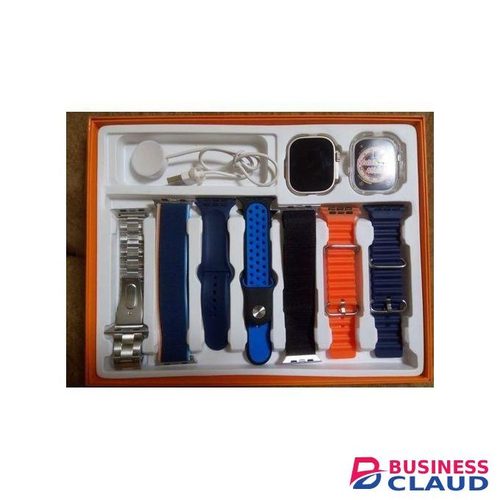 Smartwatch Ultra 9 fendior 7 in 1 strap wireless charging watch with 7straps and a plastic case