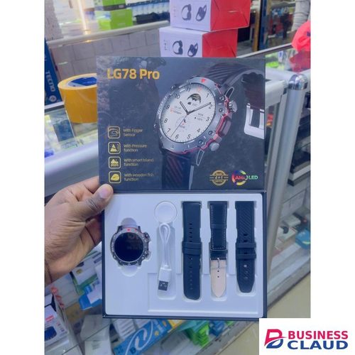 LG78 Pro AMOLED Smartwatch – Finger Sensor, Smart Island, Pressure Detection & Wooden Fish Function