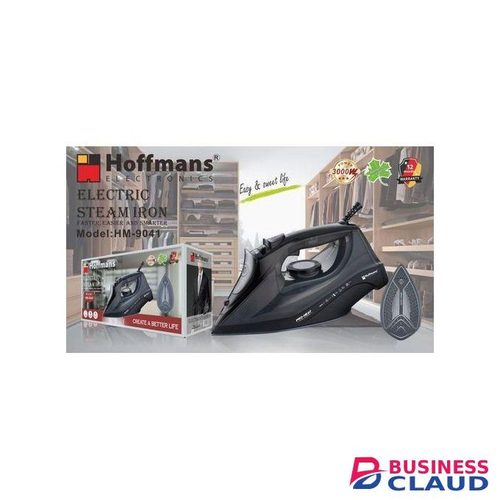 Hoffmans Powerful 3000W Steam Iron, Ceramic Soleplate, Adjustable Steam, Burst of Steam, Self-Clean, Anti-Calc, Anti-Drip, Powerful & Long-Lasting Steam for All Fabrics