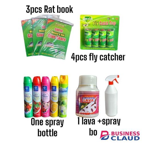 Pest Control combo pack -Rat Glue books,fly Catches,Lava insecticide+ Free Spray Bottle & Air freshener