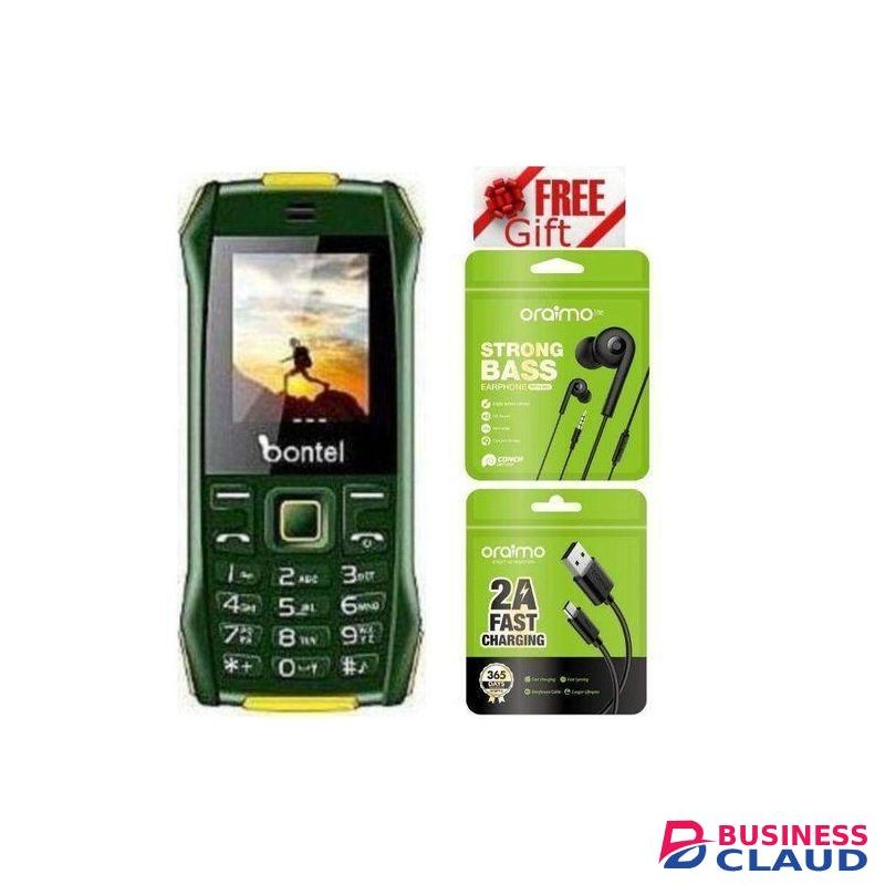 Bontel L400 1.77" Screen Big Speaker, Powerbank Option - Button Phone+ Fast Charge Cable + Earphones