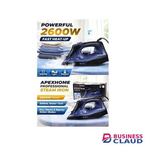 ApexHome Professional Steam Iron – 2600W Fast Heat, 300ml Water Tank