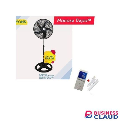 IPCONE TOP QUALITY AUTOMATIC FREE STANDING 16'' FAN+FREE 4 WAY SOCKET AND FRIDGEGUARD