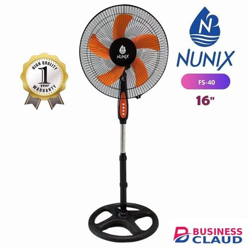 Nunix FS 40 16 Inch Standing Fan with Adjustable Height Powerful Airflow Quiet Motor Wide Oscillation Energy Saving Cooling Fan for Home Office Bedroom Living Room Use