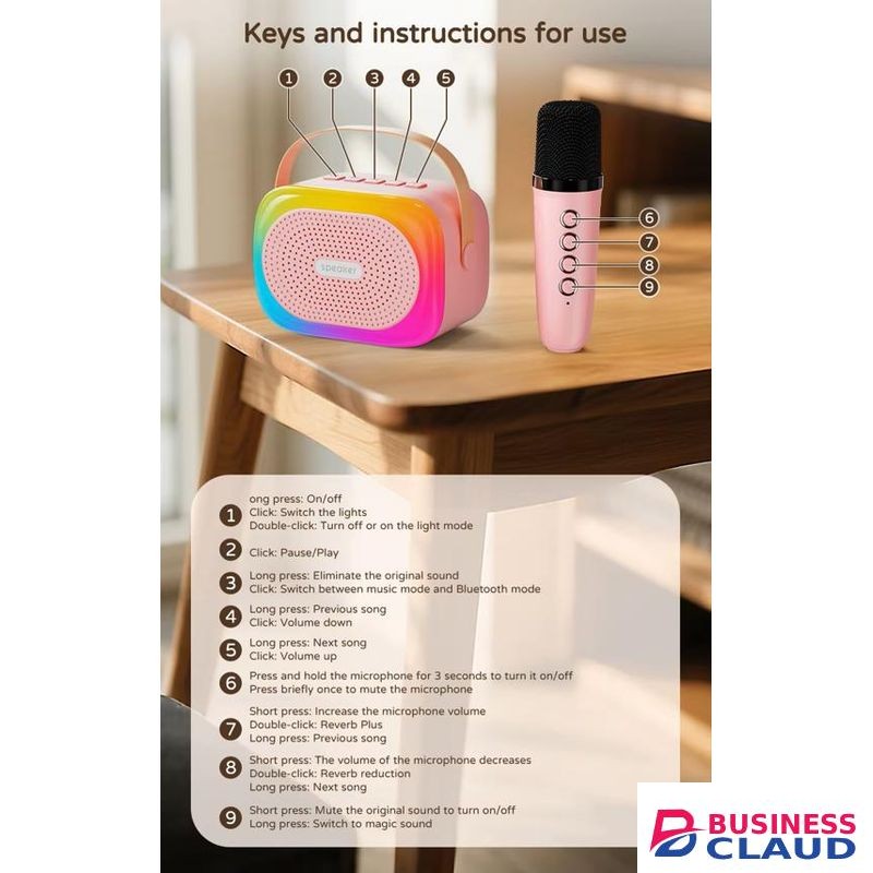 Mini Speaker Portable Mini Karaoke Speaker, Indoor & Outdoor Wireless with Bluetooth, Noise Cancellation, Rechargeable, For Kids and Adults Gifts