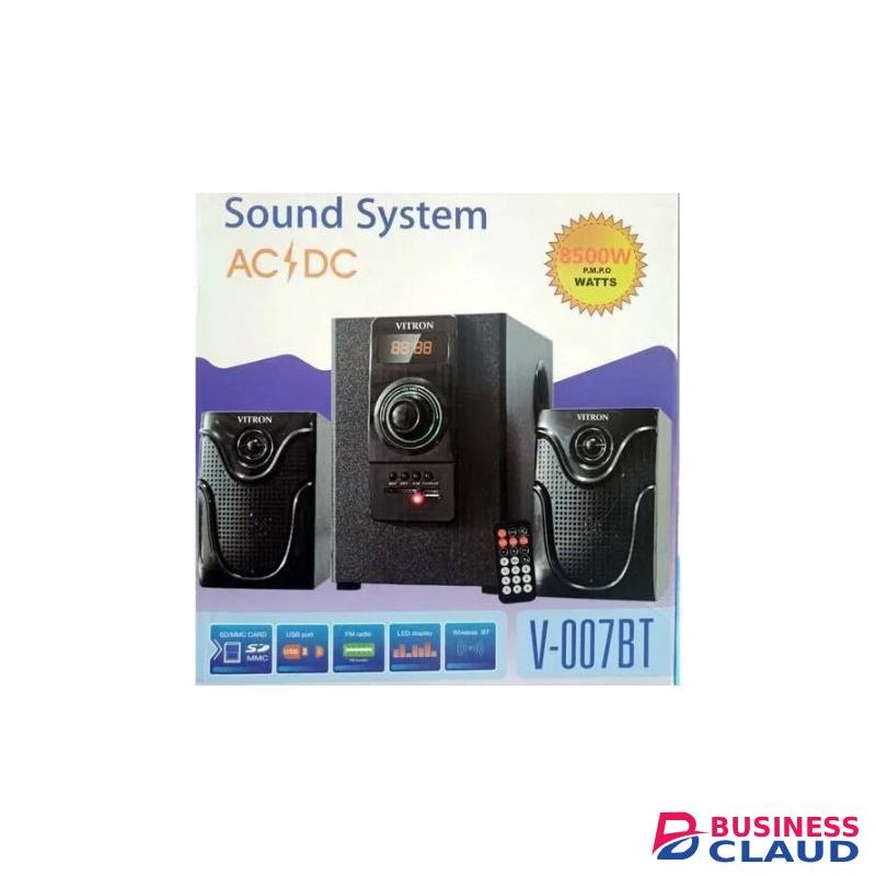 Vitron VT-007 2.1 ch Sound System, 8,500W (PMPO), AC/DC Input , with Bluetooth, USB, SD card, AUX, and FM tuner support, Remote control