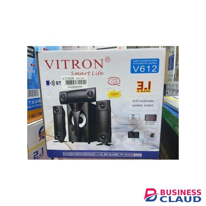 Vitron V612 3.1-channel X-Bass Home Theatre System, 10,000W (PMPO), AC/DC Input , with Bluetooth, USB, SD card, AUX, and FM tuner support, Remote control