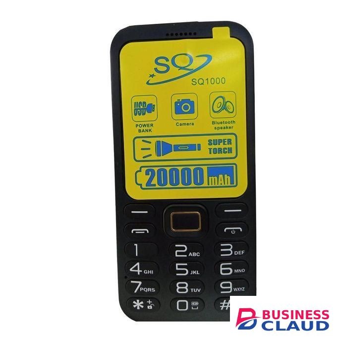 SQ Mobile SQ1000 Powerbank Phone, 2.8" Dual SIM, 20000mAh, Super Torch, Bluetooth Speaker, Black