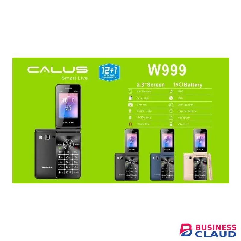 CALUS W999, QUAD SIM(4 SIM CARDS), SUPER SPEAKER, TORCH, LARGE DISPLAY,TYPE C FAST CHARGE,BIG BATTERY 19Cl, FLIP PHONE.