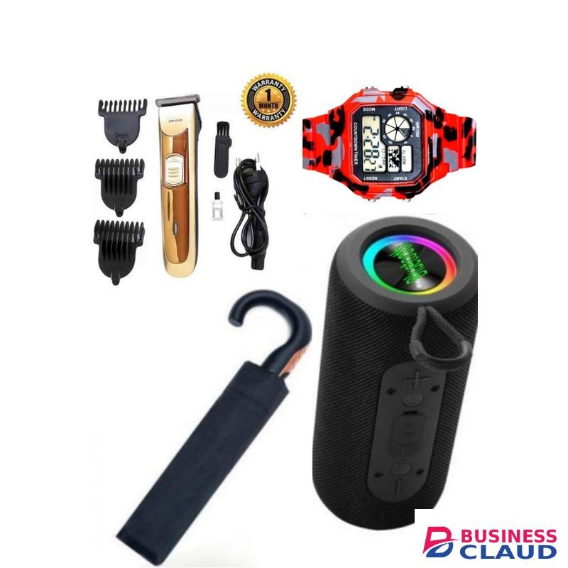 Geemy Reachable Hair Trimmer Clipper shaving Machine+ watch+speaker+umbrella