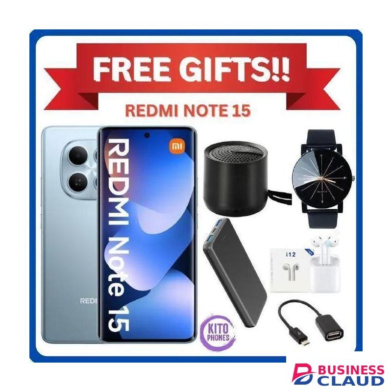 Redmi Note 15 128GB ROM +6GB RAM 6.77" 120Hz AMOLED Curved Display 108 MP Rear Camera 20MP Selfie 6000mAh Battery + FREE GIFTS (SPEAKER+OTG CABLE+WATCH +POWERBANK+ EARPODS)