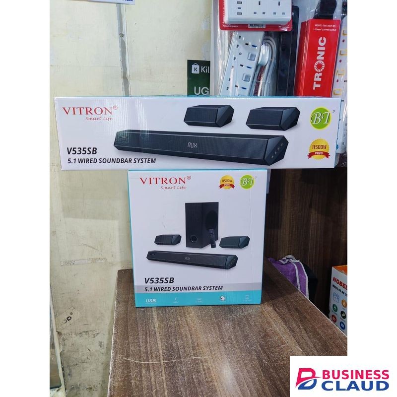 Vitron 5.1 Channel Wired Soundbar System – Deep Bass with Subwoofer and Satellite Speakers