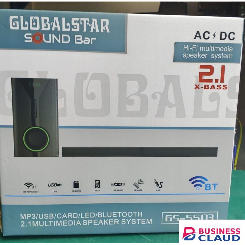 2.1 Channel Multimedia Soundbar System – Bluetooth, USB, FM, AUX with Wired Subwoofer