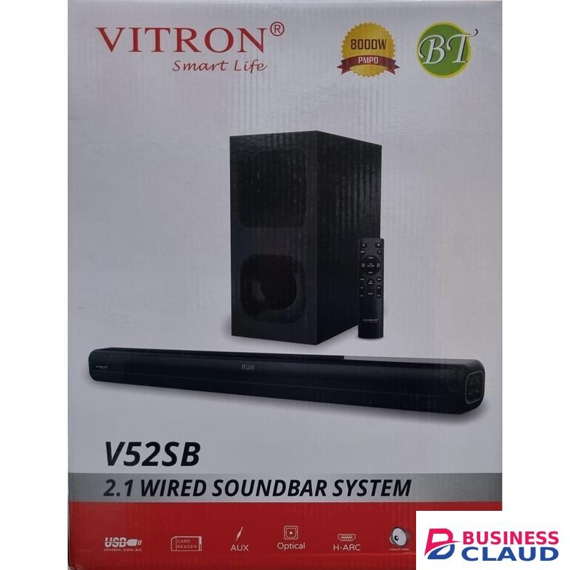 Vitron V52SB 2.1 Wired Soundbar System – Bluetooth, USB, AUX, Optical