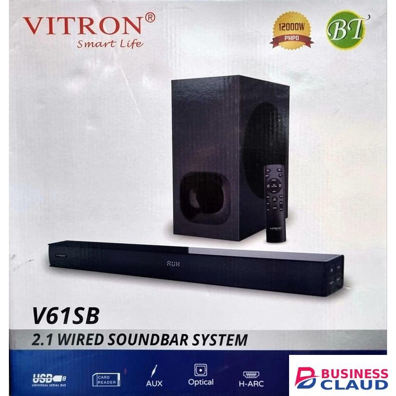 Vitron V61SB 2.1 Wired Soundbar System – Bluetooth, USB, AUX, Optical, Rich Bass
