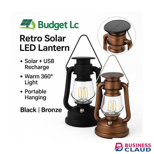 Solar LED Lantern with USB Recharge Warm 360° Light, Hanging/Portable