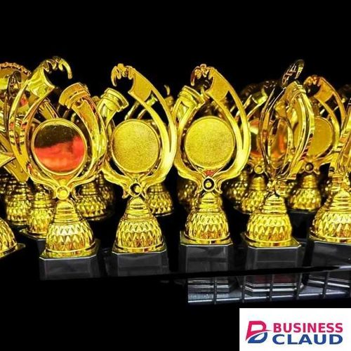 Gold plastic trophies award