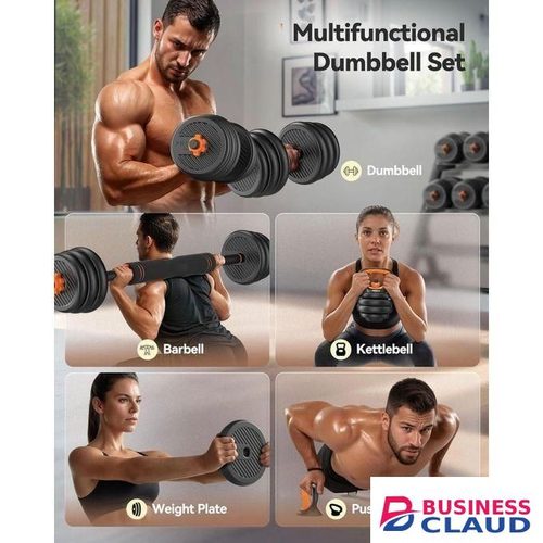 50kg Adjustable Dumbbells, Barbell & Kettlebell Set Of Gym Weights Barbell, Kettlebell,Dumbbell, Ab Roller And Push Up Stands Body Building, Fitness, Weigh Training Set Set