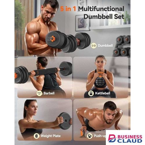 6 In 1 Adjustable Dumbbell Weights Set - Barbells, Kettlebells, Weight Plates, Push-up Stands, Dumbbells, AB Roll- Fitness, Weight Strength Training And Exercises Set- 50kgs