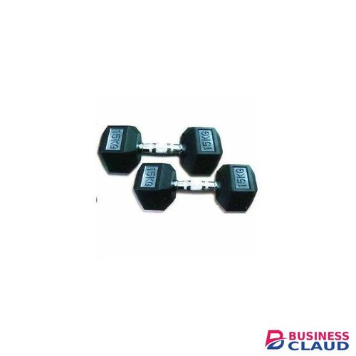 15kg Dumbbells - Hexagonal Rubber Dumbell Body Building Gym/ Home Work Out Weights