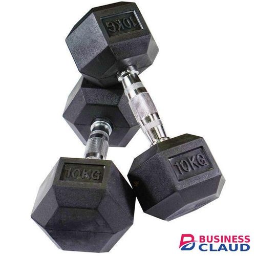 Pair (2pcs) 10KG Hexagonal Dumbell (10KG each Hand) Plus Free 5PCs Exercise Resistance Bands