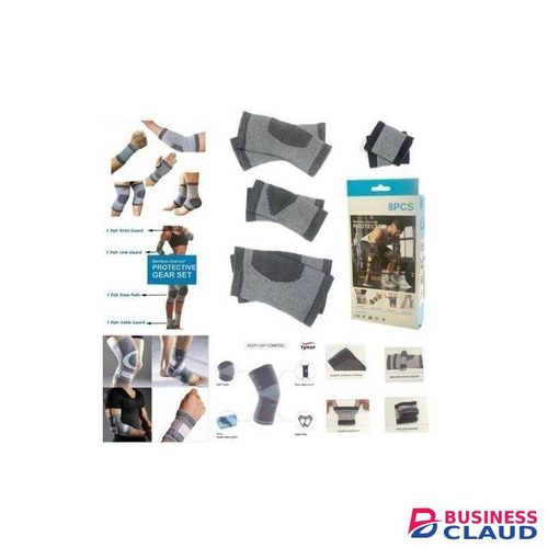 8Pcs Fitness Protective Gym Gear Set Arm Guards, Wrist Guards, Knee Pads And Ankle Guards Body Support Brace Set Prevent Injury Relieve Pain In