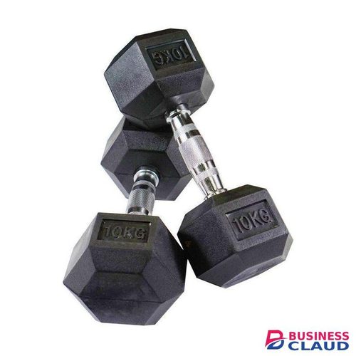 Pair (2pcs) 10KG for Each Hand Hexagonal Dumbell plus Free 5pcs Exercise Bands