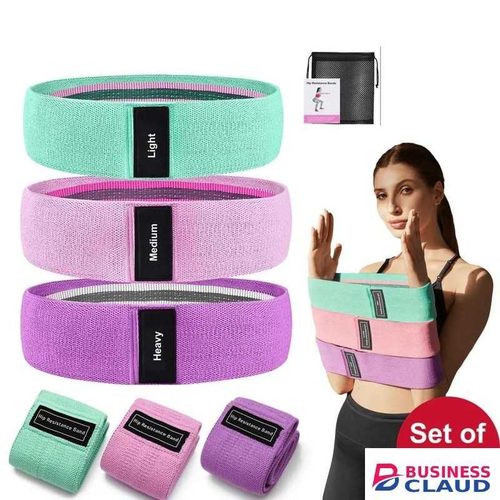 Set of 3 Resistance Bands for Legs & Butt Booty, Hip & Wide Workout Bands (Pink, Teal, Purple)