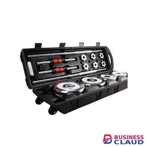 50kg Set Dumbbells/barbell With A Portable Case Black and Silver